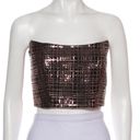 Michelle Mason NWT  Sequin Sparkly Crop Top Going Out Party Tube Rose Gold Black Photo 1