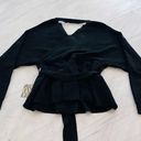 Active USA  Peplum Wrap Sweater in Black Size Large NWT Photo 2