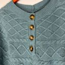 J.Jill Spruce Blue Cozy Cable-Knit Asymmetric Cotton Blend Poncho Sweater Sz S/L Photo 4