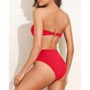 Tempt Me  Red Bandeau Strapless Twist Front Bikini Set Small NWT Photo 5