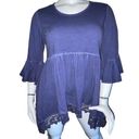 indigo. Thread Co blue bell sleeve asymmetrical hem tunic Photo 0