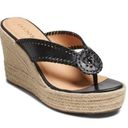 Jack Rogers  Rowan Platform Espadrille Leather Wedge Sandal in Black NEW Photo 0