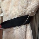 Hazel trench style coat. Cream furry material with black silky ribbon belt. Size L Photo 2