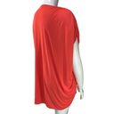 Natori  Womens Size S Top Oversized V Neck Slouchy Ruched Sleeves Coral Pink Photo 7