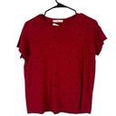 Mango MNG by  Red Paisley Print Short Sleeve Casual T-Shirt Women Sz S Photo 0