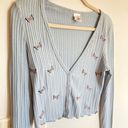 belle du jour | Y2K Blue Butterfly Embroidered Cropped Cardigan | Size S Photo 0