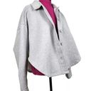 Good American  Fleece Cropped Shirt Jacket Shacket Grey Cotton Size 5/6 (2XL-3XL) Photo 0