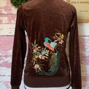 BCBGMAXAZRIA Women’s Brown Velour Bird Embroidered Jacket in a size Small Photo 3