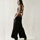 Free People  Ensemble Petra Black Satin Pant Crop Top Set Embroidered Size 2 Photo 2