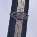 925 silver vintage ring with purple stone marcasite size 8 Photo 9