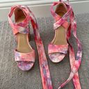 Shoedazzle Watercolor tie dye cork lace up wedges  Photo 7