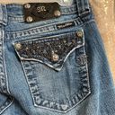 Miss Me  boot cut rhinestone chain pocket jeans, size 28 EUC Photo 7