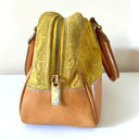 CELINE  Yellow Suede Macadam and Leather Monogram Hand Bag Photo 5