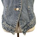 Vintage Blue Red Lodge  Button Front Sleeveless Denim Jean Vest Size Medium Photo 4