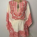 Trina Turk  Shangri-La Sequin Swim Cover-Up Size S? Red White Tribal V Neck Flowy Photo 0