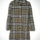 Burberry  Sz 2 Wool Nova Check Button Front Jacket Mid Length Green Photo 0