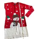 Allison Brittney  red Fuzzy Snowman Christmas Sweater tunic/ Dress Photo 5