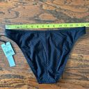 Robin Piccone  Yasmine Ribbed Bikini Bottoms in Black Size Medium NWT Photo 6