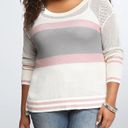 Torrid White Colorblock Open Stitch Knit Pullover Sweater Photo 0