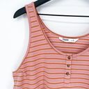 Sonoma  Striped Henley Scoop Neck Tank Pink Orange XL Photo 1