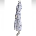 NWT Rare!! Lela Rose White Blue Floral Voile Full Sleeve V neck Midi Dress 10 Photo 8