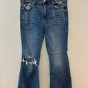 American Eagle Pre-Owned Size 10 Short  Light Blue Super High Rise Flare Jeans Photo 0