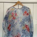 Chico's Chico’s Ikat Floral Ruana Wrap Sz S/M Linen Open Front Fringe Hem Photo 15