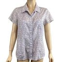 The North Face  Button-Up Blouse Size Large Floral Short Sleeves Purple & White Photo 0