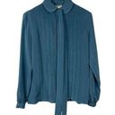 St. John  Blue Blouse 6 Vintage Pleated Collared Button Up 70s 80s Photo 0