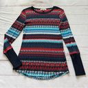 Orvis  Womens Navy Aztec Print Waffle Tee Thermal Top Size M Photo 17