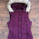 Prince And Fox  • puffer vest faux fur trim hood burgundy maroon quilted Photo 0