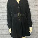 Croft & Barrow Kenneth Cole black trench coat with gold buttons and belt size medium Photo 1