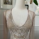 Luxxel  White Crochet Lace Nude Mesh Sheath Dress Long Sleeves XS Photo 2