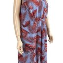 CAbi  Tropical Print Dress V-Neck Sleeveless Ruffle Trim Size Small Blue & Red Photo 4