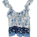 Nine Britton NWT Stitch Fix  Floral Paisley Ruffle Strap Top Blue Size Medium M Photo 0