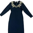 Liz Claiborne  Dresses Wool Blend Long Sleeve Dress Gold Sequin Size 10 Women's Photo 0