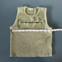 Debut  womens crop top green size S ribbed tank high neck cut out Photo 3