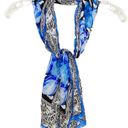 Oscar de la Renta  Blue Black Floral Scarf Photo 3