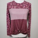 belle du jour  Floral Color Block Patterned Tie Waist Long Sleeve Tee Size Medium Photo 1