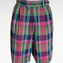 Vintage Suburbans 80s Pink & Green Madras Plaid Deadstock Long Shorts Size 6 Photo 0