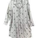 Soft Surroundings  Shirt Dress Womens M Grey Chambray Embroidered Long Sleeves Photo 6