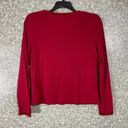 J.Jill  Red Velvet Trimmed Tee Long Sleeve T-Shirt - Size Small - Scoop Neck Top Photo 5