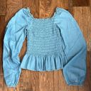 Blue Rain Puff Sleeve Top Photo 0