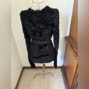 BCBGMAXAZRIA BCBG black eyelash texture fuzzy open belted cardigan size XS Photo 6