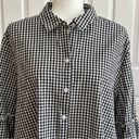 BeachLunchLounge  Blouse Top Black White Gingham Button Front Bell Sleeve Top XL Photo 2