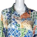 Chico's  Shirt Womens Medium 8 10 Multicolor Geometric Button Up Casual Career Photo 4