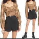 BP  Nordstrom NWT Crop Top Tan Black Jorja
Text Plaid Dreamy Smocked Sz 3X NEW Photo 3