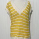 ZARA  Oversized Striped Knit V-Neck Sweater Vest Sleeveless Yellow White Small Photo 11