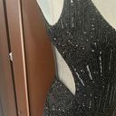 Adrianna Papell Black Long Beaded Illusion Gown Photo 6