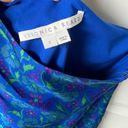 Veronica Beard  Blue Silk Cobalt Floral One Shoulder Lyric Relaxed Fit Blouse 2 Photo 6